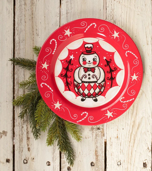 Double Cane Conrad Snowman Plates