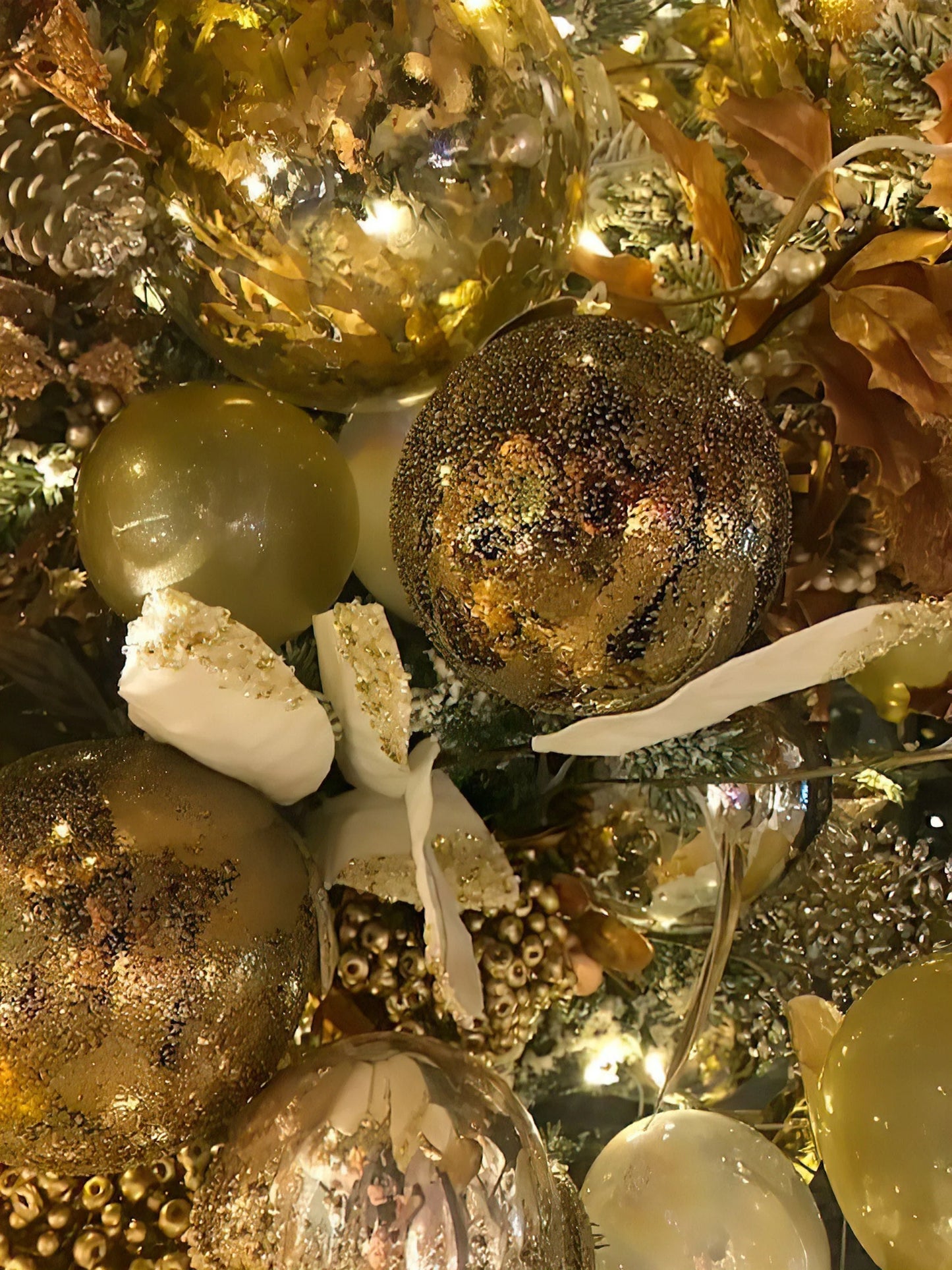 Jim Marvin Copper Gold Beaded Art Glass Ornaments, 5"