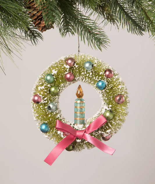 Pastel Candle Wreath Ornament