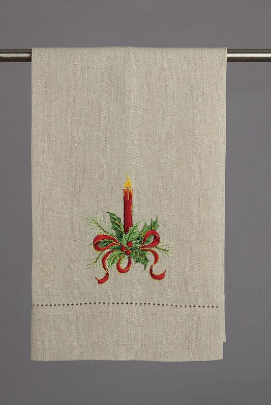 Vintage Christmas Candle Napkins, Set of 6