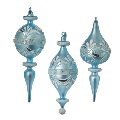 Vintage Elegance Blue Finial Ornaments