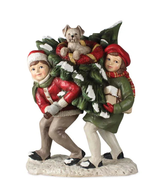 Bringing Home The Christmas Tree Figurine