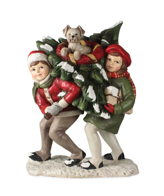 Bringing Home The Christmas Tree Figurine
