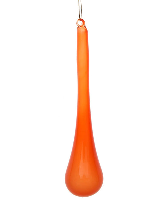 Jim Marvin Tangerine Orange Teardrop Bubblegum Glass Ornaments, Set of 2