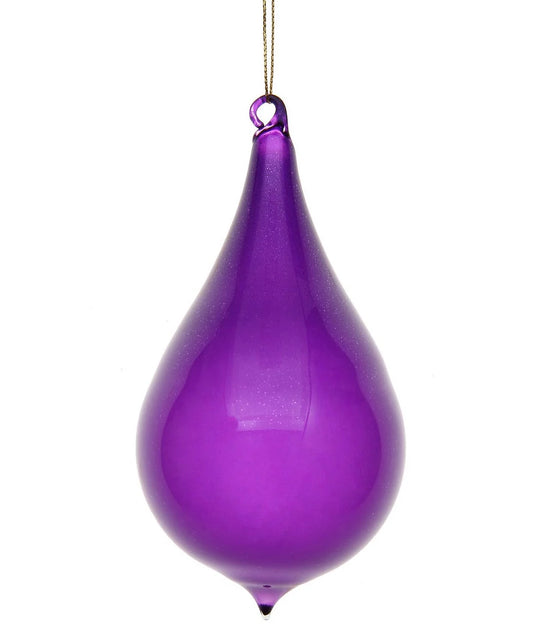 Jim Marvin Purple Glitter Bubblegum Glass Teardrop Ornaments