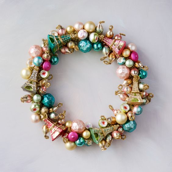 Eiffel Tower Ornament Wreath