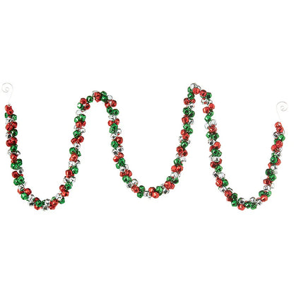 Jingle Bell Garland, Red, Green & Silver