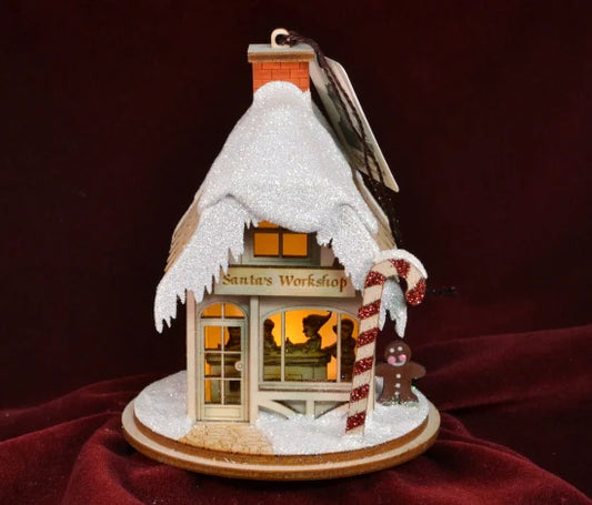 Santas Workshop Balsa Wood Ornament