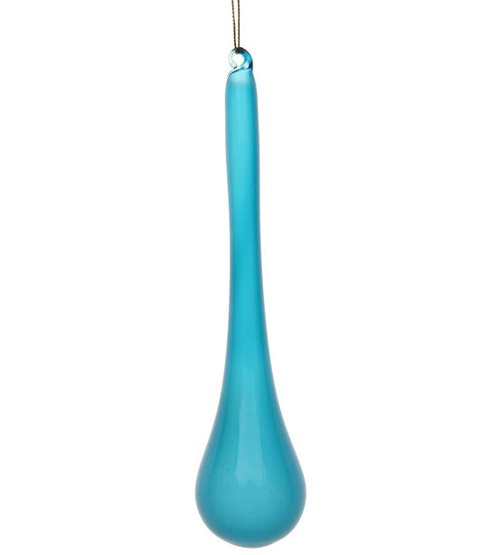 Jim Marvin Denim Blue Teardrop Bubblegum Glass Ornaments, Set of 2