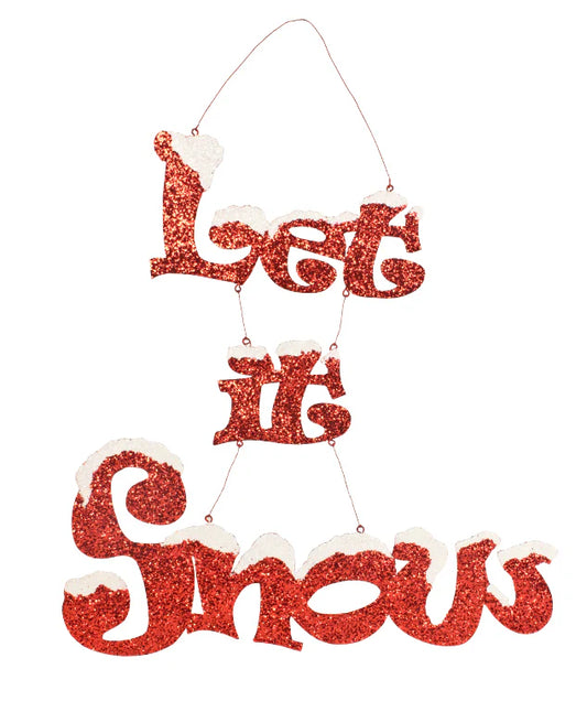 Let it Snow Glittered Tin Sign