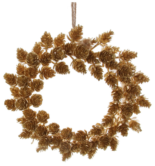 Golden Pinecone Wreath