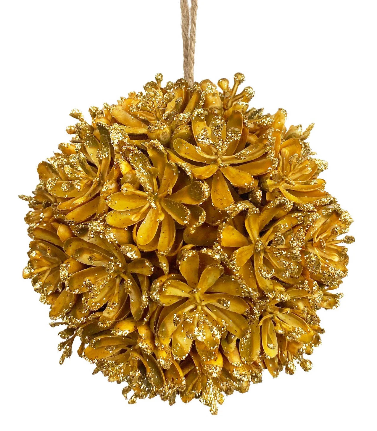 Succulent Seed Pod Orb Ornament, Mustard
