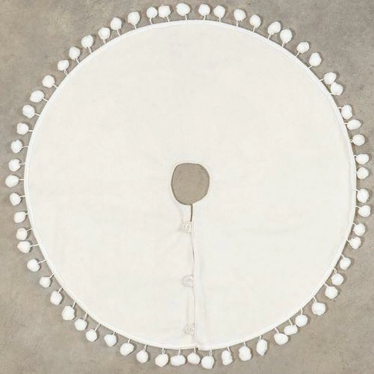 Winter White Tree Skirt with Pom Poms, 28"