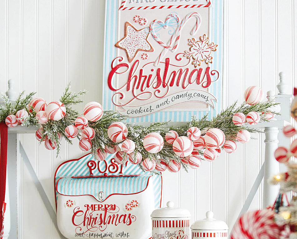 Peppermint Candy Swirl Ball Garland