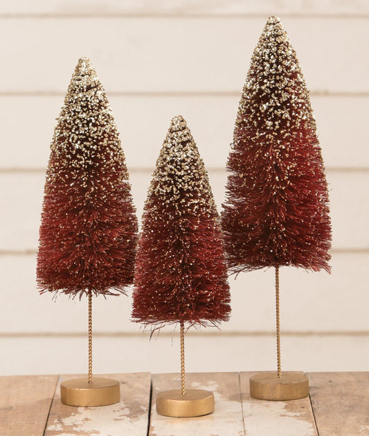 Ruby Red Gold Glow Bottle Brush Trees