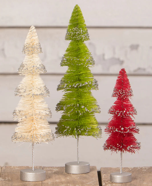 Layered Christmas Bottle Brush Trees