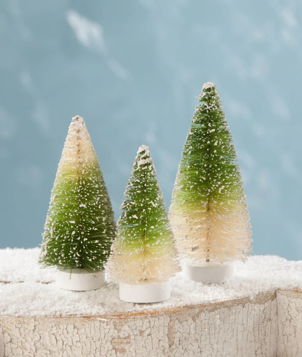 Mini Green Ombre Bottle Brush Trees