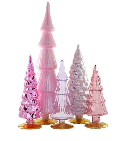 Rose Pink Candy Glass Trees, Large