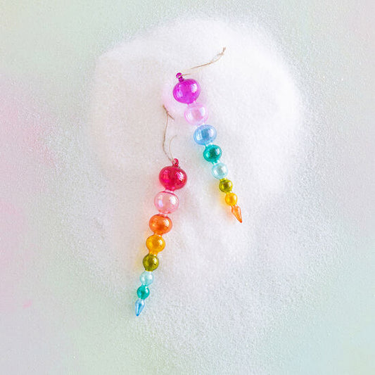 Rainbow Glass Bubble Finial Ornaments