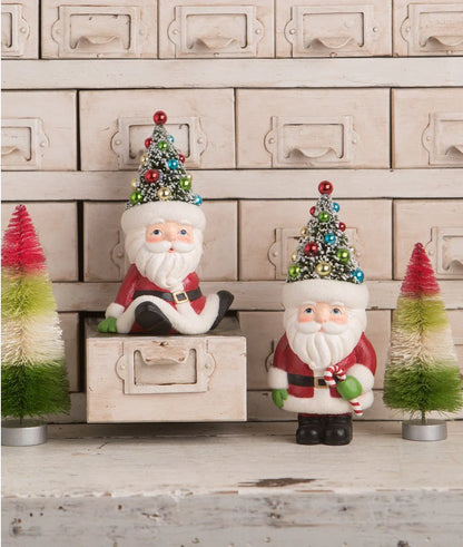Retro Santa with Candy Cane & Tree Hat