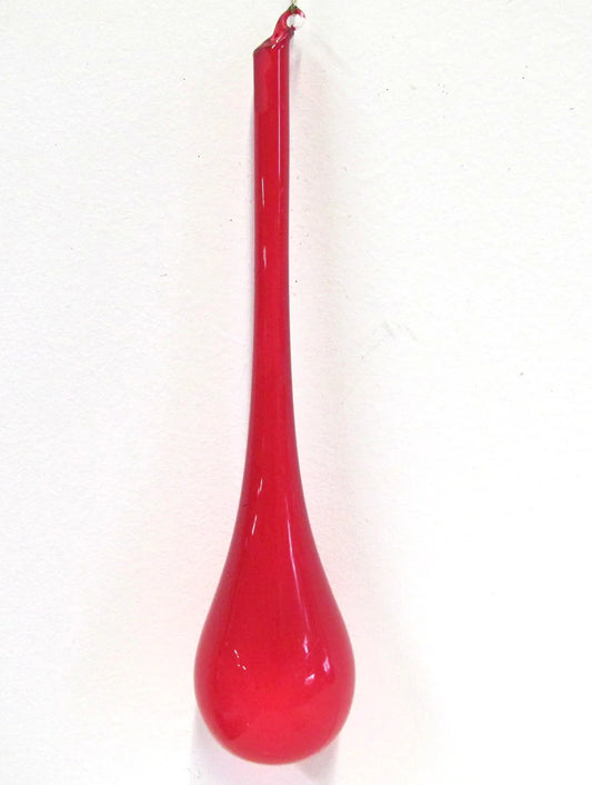 Jim Marvin Red Teardrop Bubblegum Glass Ornaments, Set of 2