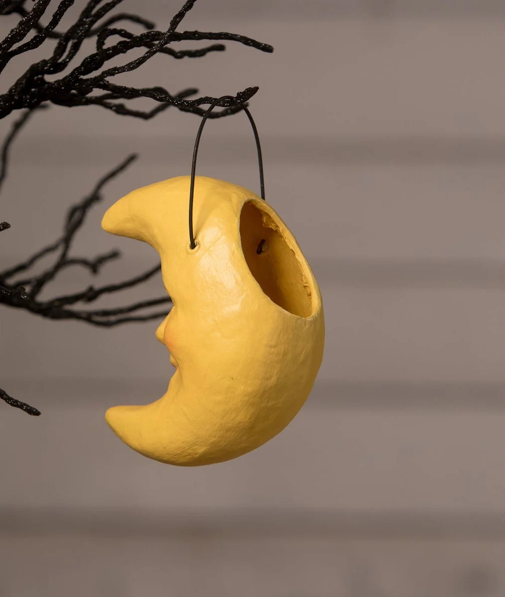 Golden Moon Bucket Ornament, Paper Mache