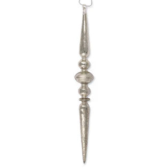 Antique Silver Glass Icicle Finial Ornament - 13.5"