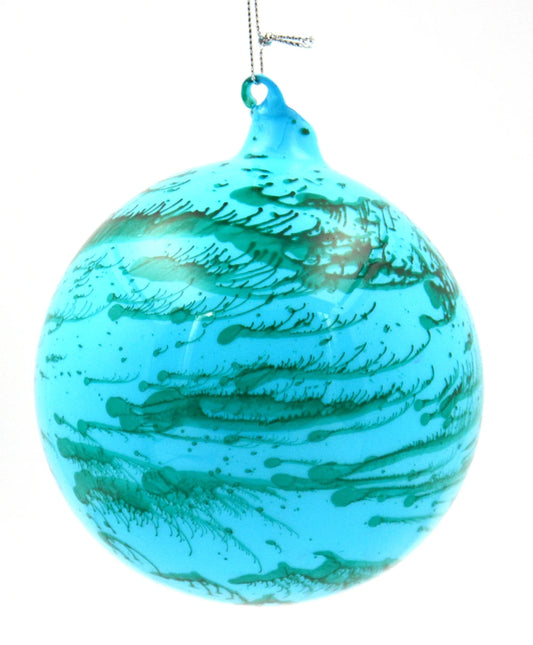 Jim Marvin Blue Green Marble Glass Ball Ornaments