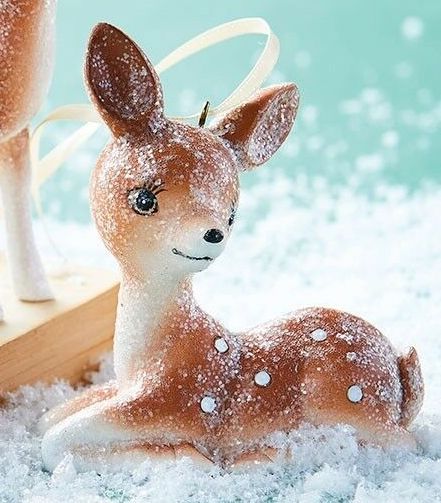 Retro Resting Deer Ornament
