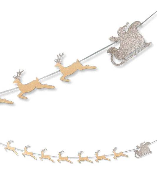 Santa & Reindeer Garland Platinum