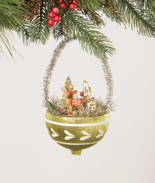 Traditional Fawn Indent Ornament, Green