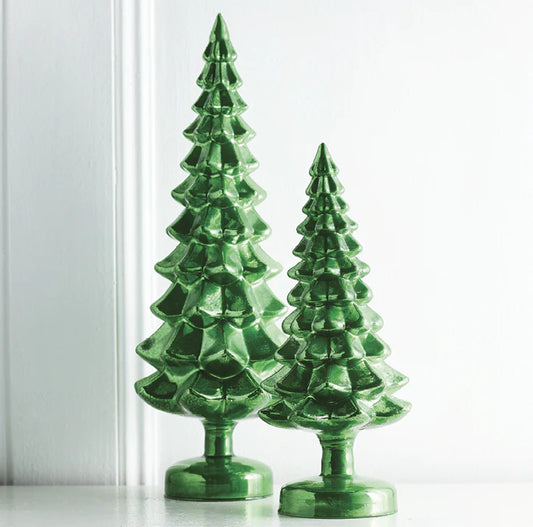 Metallic Green Glass Trees