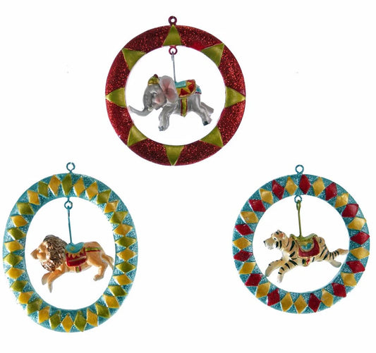 Circus Animal Jumping Through Hoop Ornaments