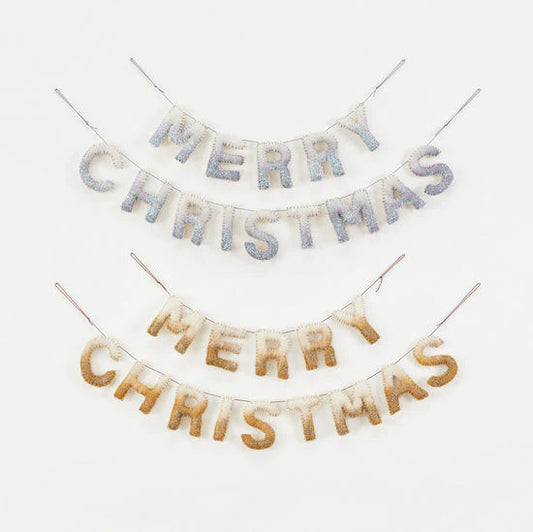Felt Merry Christmas Banner, Gold or Silver