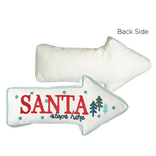 Santa Stops Here Arrow Shaped Pillow