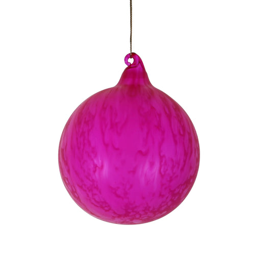 Jim Marvin Fuchsia Marble Ice Glass Ball Ornaments