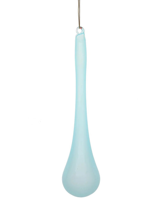 Jim Marvin Turquoise Teardrop Bubblegum Glass Ornaments, Set of 2