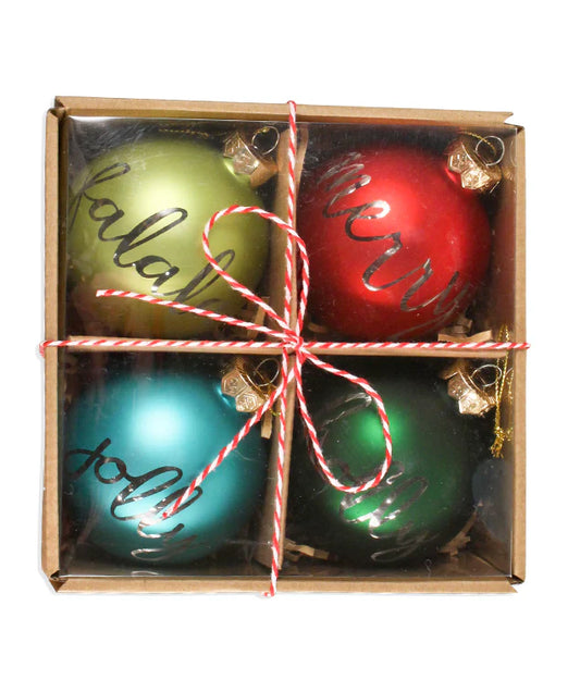 Retro Holiday Greetings Ball Ornaments