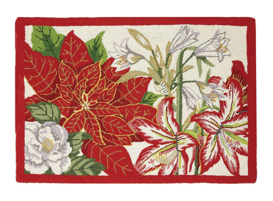 Festive Blooming Flowers Hooked Rug