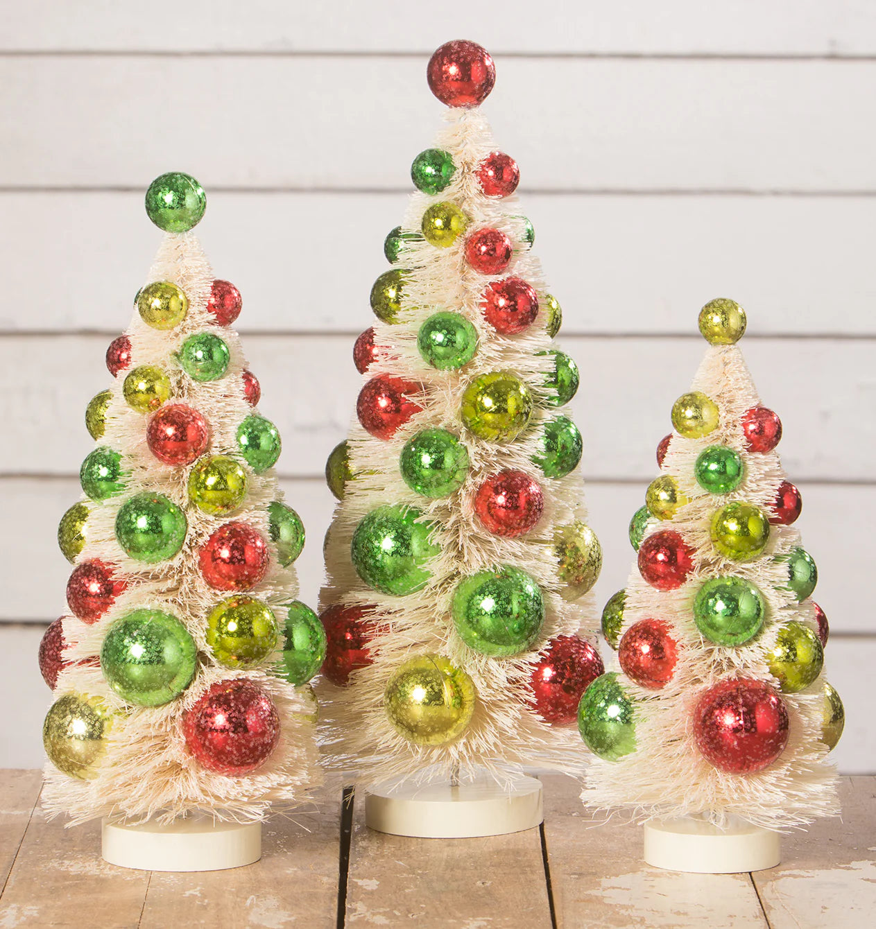 Retro Christmas Polka Dot Bottle Brush Trees