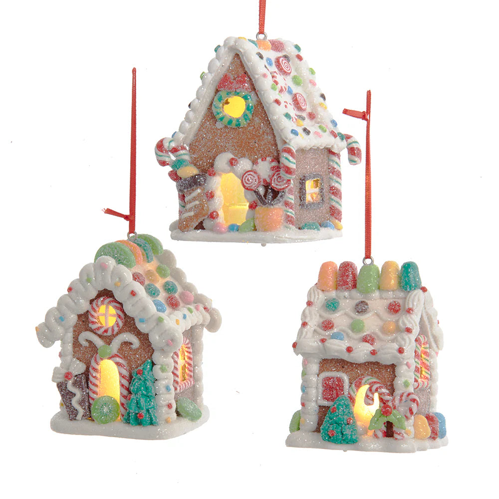 Gingerbread Candy Cottage Ornaments