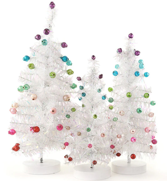 Retro White Trees with Colorful Glass Beads