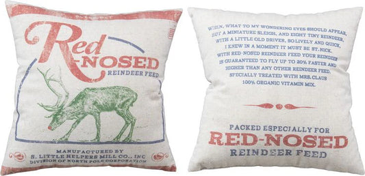Red Nosed Reindeer Feed Pillow