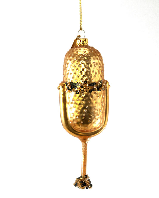 Gold Glitter Microphone Ornament