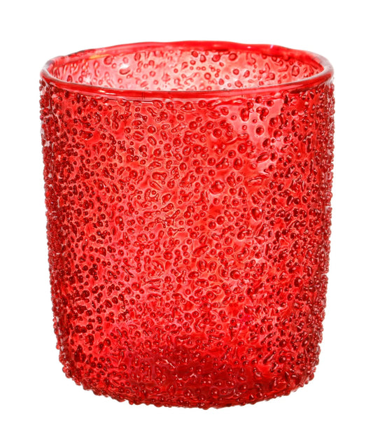 Jim Marvin Beaded Glass Red Votive Holders, Set of 4