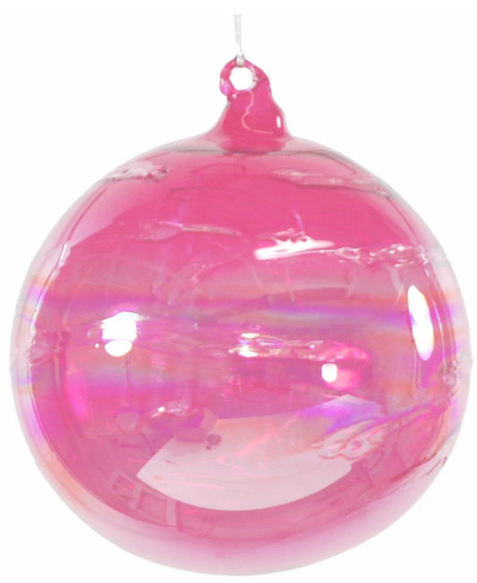 Jim Marvin Rose Pink Art Glass Ball Ornament