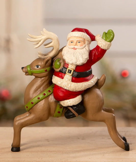 Retro Santa Riding Reindeer