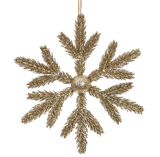 Golden Pine Snowflake Ornament