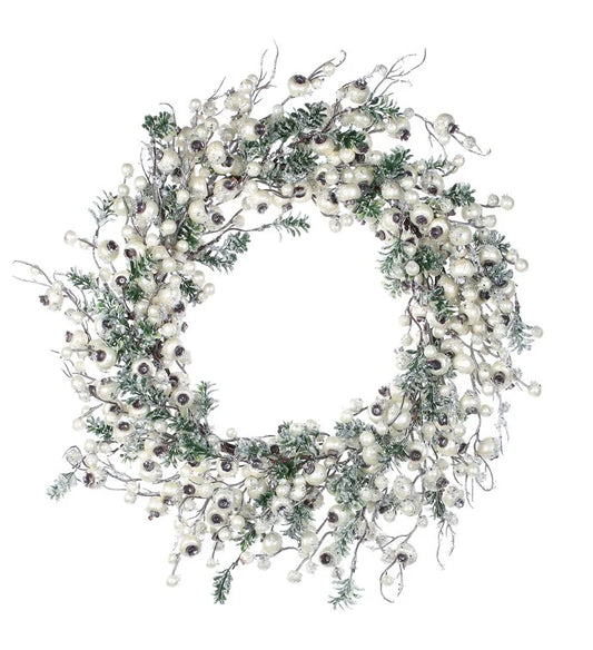 Snowy Pearl Crabapple and Boxwood Wreath