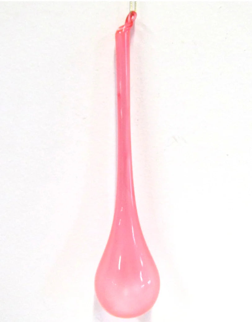 Jim Marvin Light Pink Teardrop Bubblegum Glass Ornaments, Set of 2